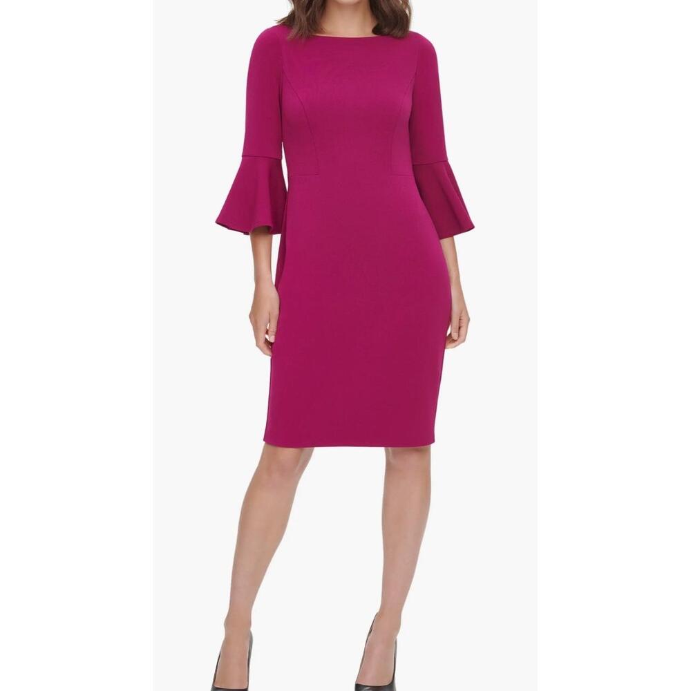 Eliza J Dress Bell Sleeve Sheath Dress size 2 Knee Length Cocktail Work Dress